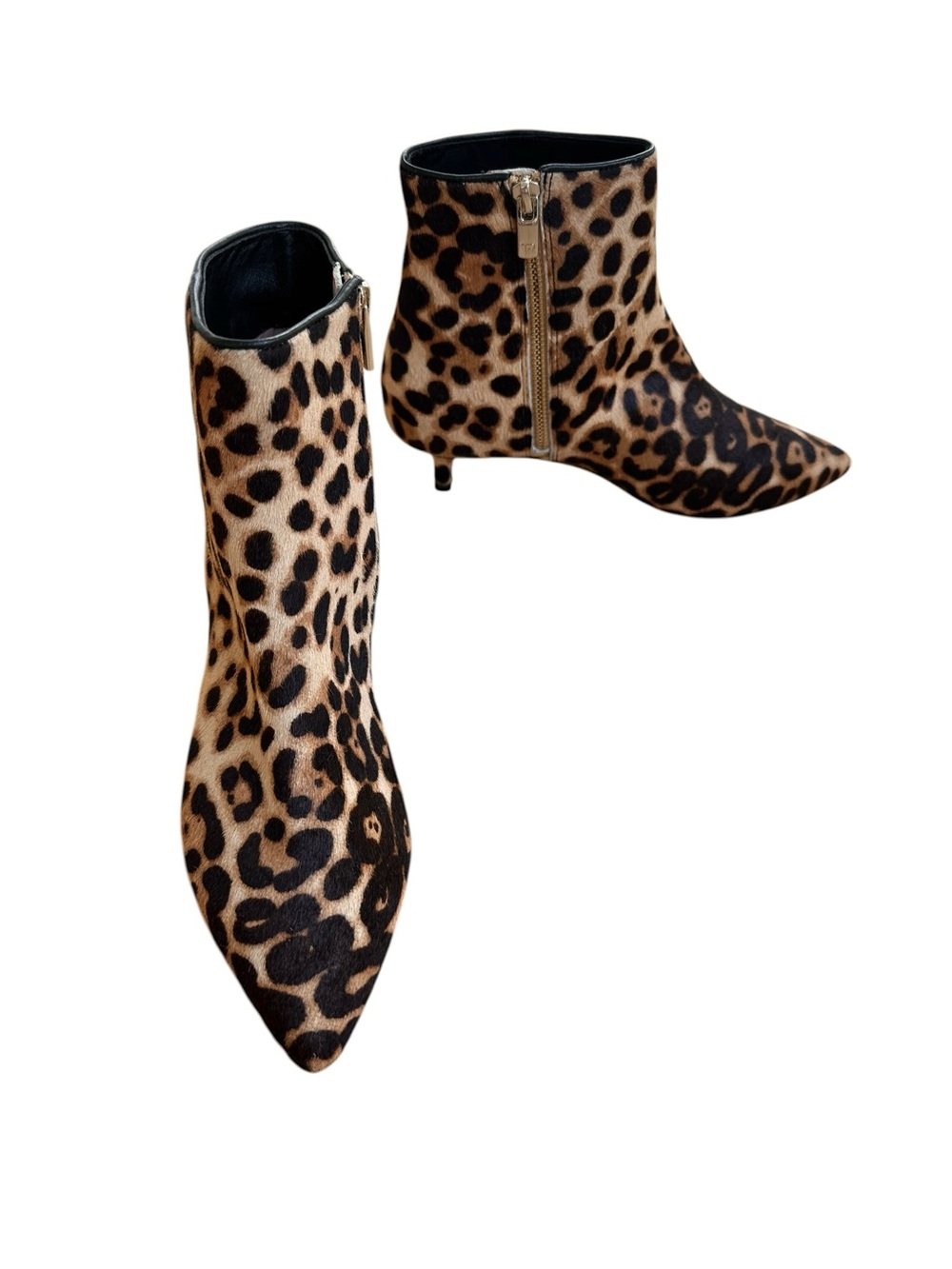 Taryn Rose Nora Leopard Animal Print Kitten Heel Boots